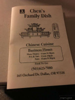 Chen Family Dish menu