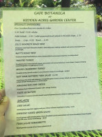 Hidden Acres Garden Center Cafe Botanica menu