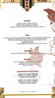 La Plage De Lys Chantilly menu