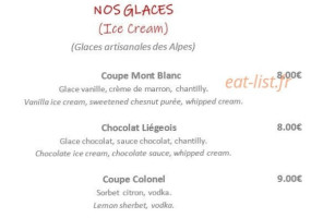 Le Refuge Du Skieur menu