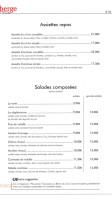Auberge Le Saint Claude menu
