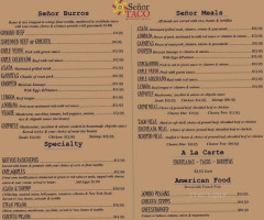 Senor Taco Mexican Grill menu