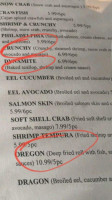 Ichi Sushi Steak House menu