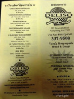 Deliso Pizza menu