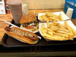 Denmo's Famous Split & Charred Hot Dogs food