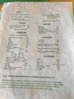 Cindy's Country Cafe menu