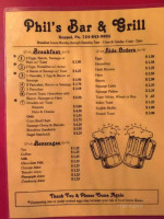 Phil's And Grill menu