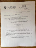 Ladybird's Luncheonette menu
