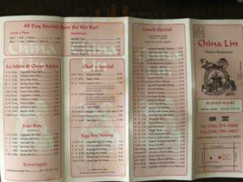 China Lin menu