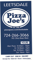 Pizza Joe's menu