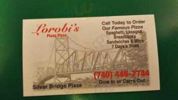 Lorobi's Pizza Silver Bridge Plaza menu