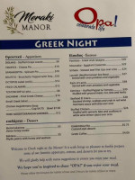 Meraki Manor menu
