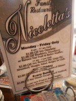 Nicoletta's Italian menu