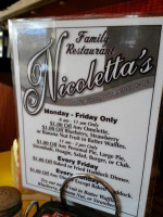 Nicoletta's Italian menu