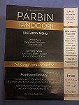 Parbin Tandoori Indian Takeaway menu