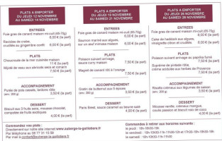 Auberge La Gaillotiere menu