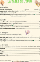 La Table De L'open menu