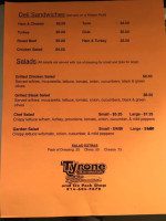 Tyrone Sandwich And Six Pack menu