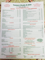 Tommy's Subs menu