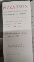 Pizza Zwin menu