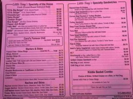 Little Tonys Lounge In The Woods menu
