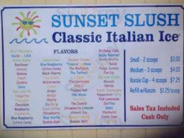 Sunset Slush menu