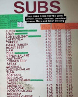 Bob's Sub Sandwich Shop menu