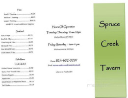 Spruce Creek Tavern menu