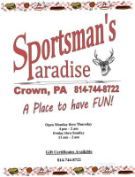 Sportsman's Paradise menu