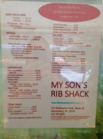 My Son's Rib Shack menu