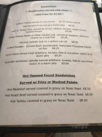 The Red Rooster menu