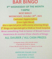 American Italian Club menu