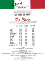 Leo's Italian Specialty Food menu