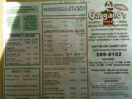 Gargano's Pizzeria Deli menu