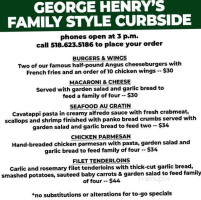 George Henry's menu