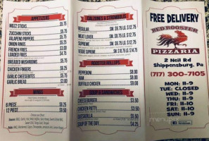 Red Rooster Pizzaria menu