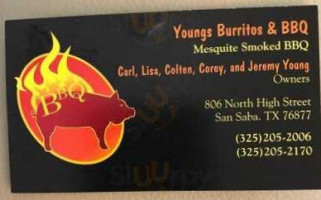 Youngs Burritos Bbq menu
