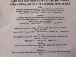 Caffe 101 menu