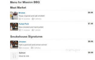 Mission Barbecue menu