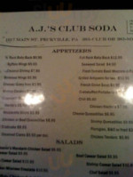 A Js Club Soda Incorporated menu