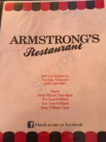 Armstrong's menu