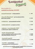 Landgasthof Simandl menu