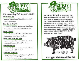 The Dirty Pickle menu