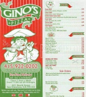 Gino&#x27;s Pizza menu