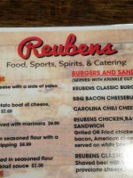 Reubens Food Sports Spirits menu