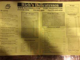 Rich's Delicatessen menu