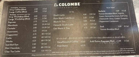 La Colombe Coffee menu