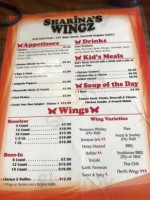 Sharina's Wingz menu