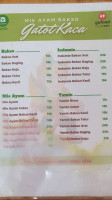 Mie Ayam Bakso Gatot Kaca menu