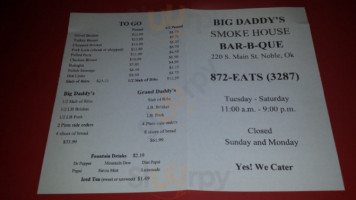 Big Daddy's Smokehouse menu